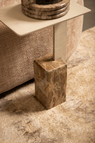 Bijzettafel Ebe Beige Marmer Rechthoekig 35 cm PTMD