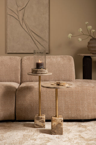 Bijzettafel Ebe Beige Marmer Rond Laag PTMD