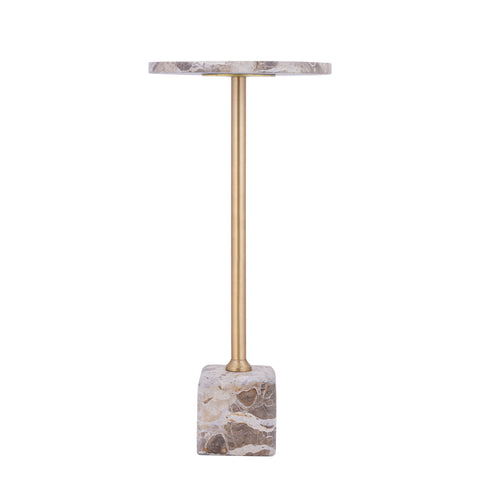 Bijzettafel Ebe Beige Marmer Rond Hoog PTMD