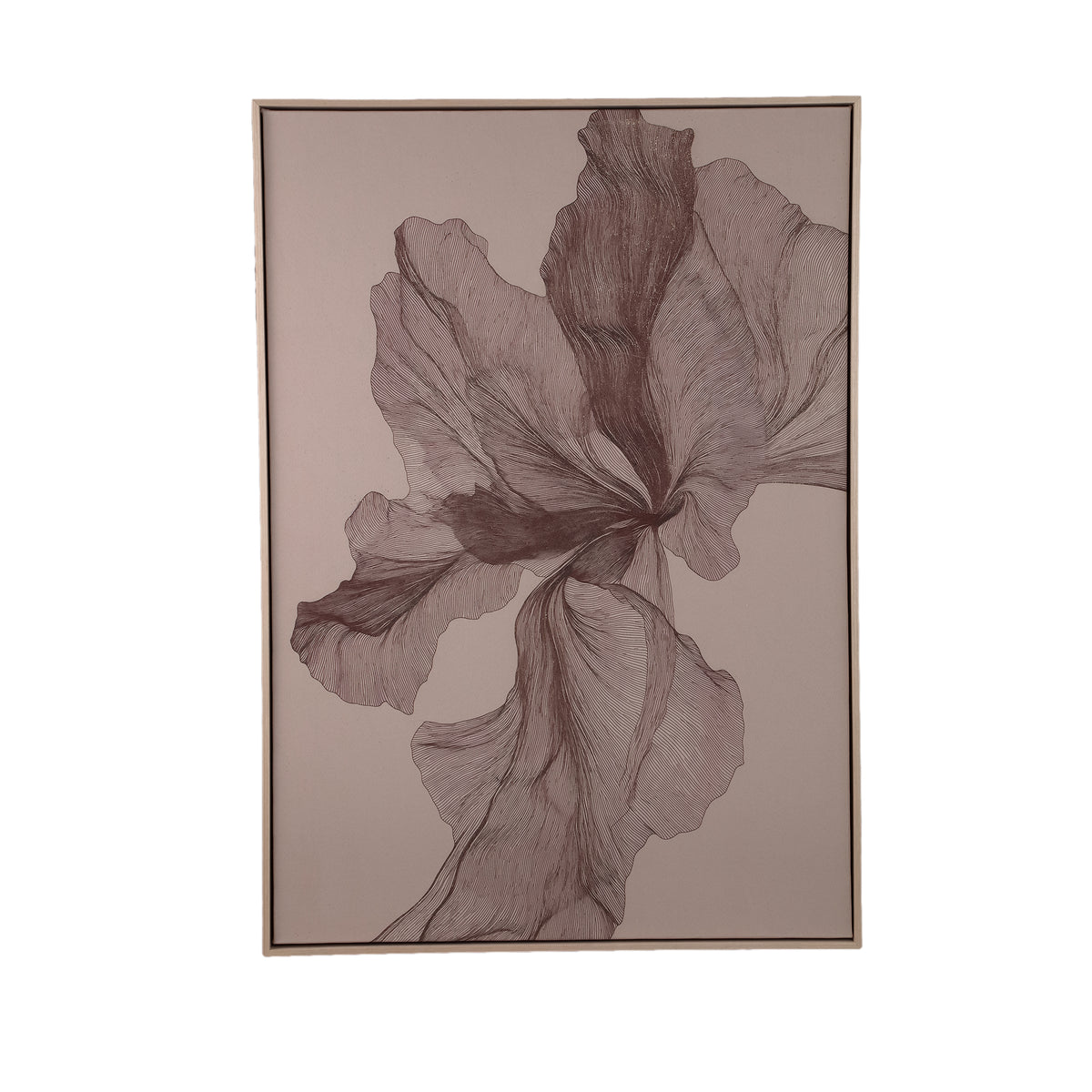 Wandpaneel Lorinde Lichtbruin Bloemen Canvas 72x102 cm PTMD