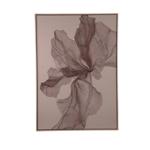 Wandpaneel Lorinde Lichtbruin Bloemen Canvas 72x102 cm PTMD
