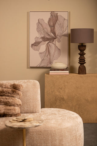 Wandpaneel Lorinde Lichtbruin Bloemen Canvas 72x102 cm PTMD