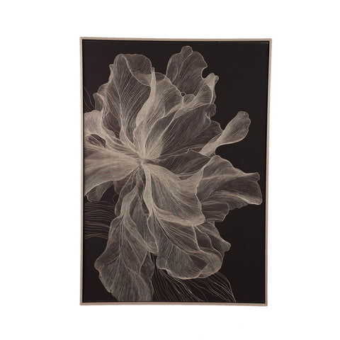 Wandpaneel Lorinde Donkerbruin Bloemen Canvas 72x102 cm PTMD