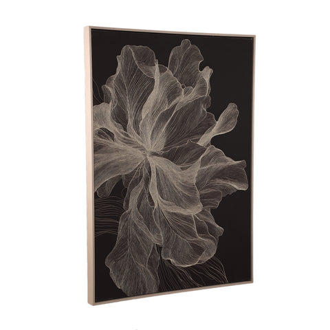 Wandpaneel Lorinde Donkerbruin Bloemen Canvas 72x102 cm PTMD