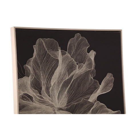 Wandpaneel Lorinde Donkerbruin Bloemen Canvas 72x102 cm PTMD