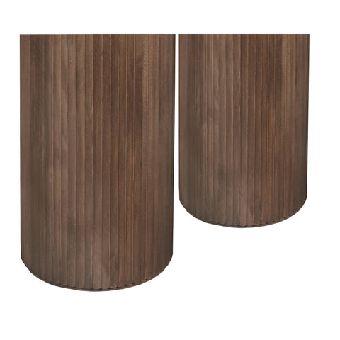 Sokkel Jerra Bruin Geribbeld Mangohout Rond PTMD (set van 2)
