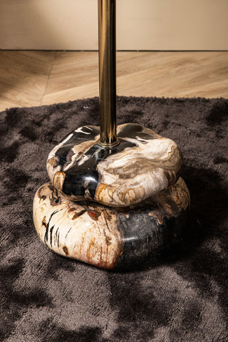 Bijzettafel Wane Natural Versteend Hout Double Base PTMD