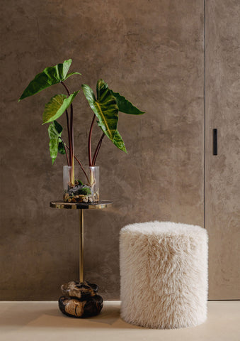 Bijzettafel Wane Natural Versteend Hout Double Base PTMD
