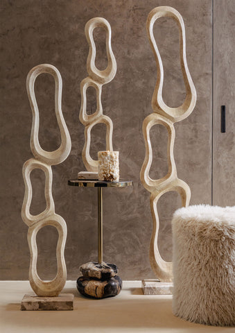 Bijzettafel Wane Natural Versteend Hout Double Base PTMD