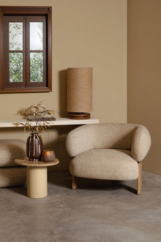 Tafellamp Devi Taupe Houten Voet 60 cm PTMD