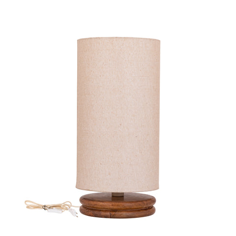 Tafellamp Devi Naturel Linnen Houten Voet 59 cm PTMD