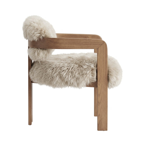 Eetkamerstoel Avelon Beige Schapenvacht Essenhout PTMD