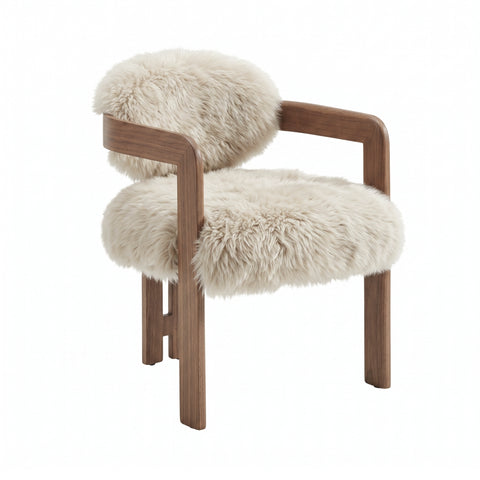 Eetkamerstoel Avelon Beige Schapenvacht Essenhout PTMD