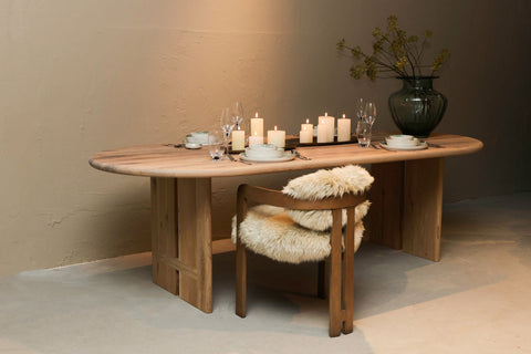 Eetkamerstoel Avelon Beige Schapenvacht Essenhout PTMD
