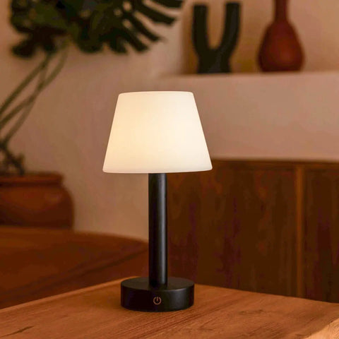Zoë Zwarte Houten Oplaadbare Tafellamp | Dimbaar en draagbaar | Batterijduur van 80 uur