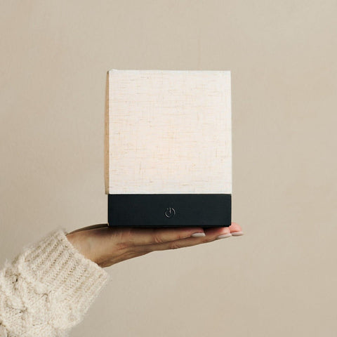 Zano Black Wireless Lamp met hout en linnen - Moodverlichting, LED -tafellamp met batterij