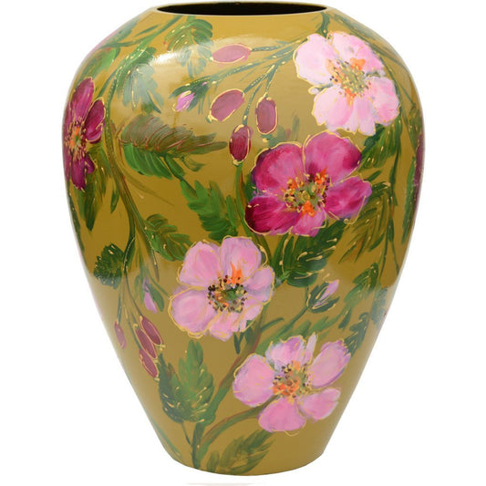 Handbeschilderde Vaas Kander M rosehip green