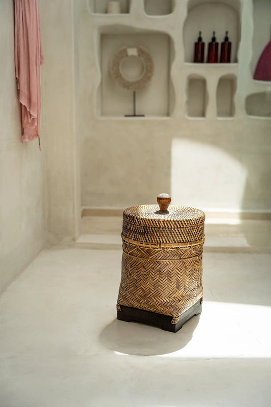 El cesto de basura para el baño - Marrón natural