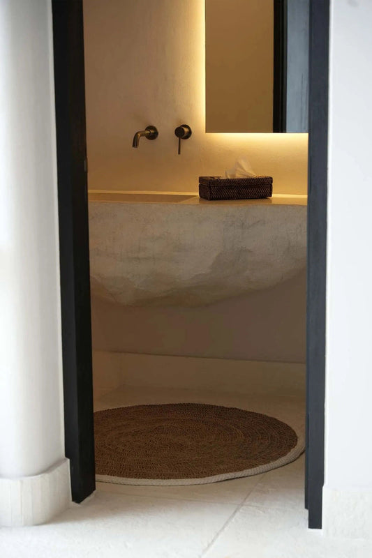 Le tapis rond en seagrass et coton - blanc naturel - 100 à seulement.