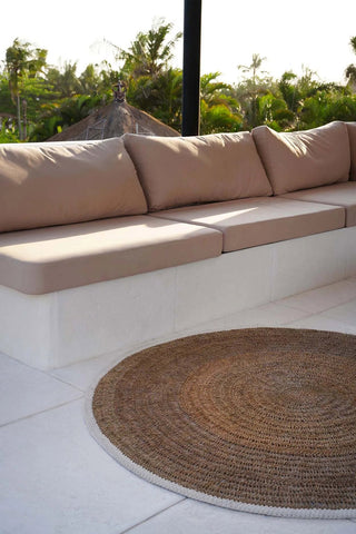 Le tapis rond en seagrass et coton - blanc naturel - 100 à seulement.