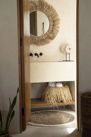 Le tapis rond en seagrass et coton - blanc naturel - 100 à seulement.
