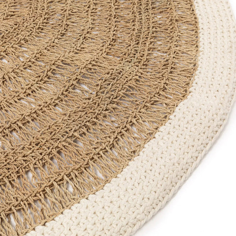 Le tapis rond en seagrass et coton - blanc naturel - 100 à seulement.
