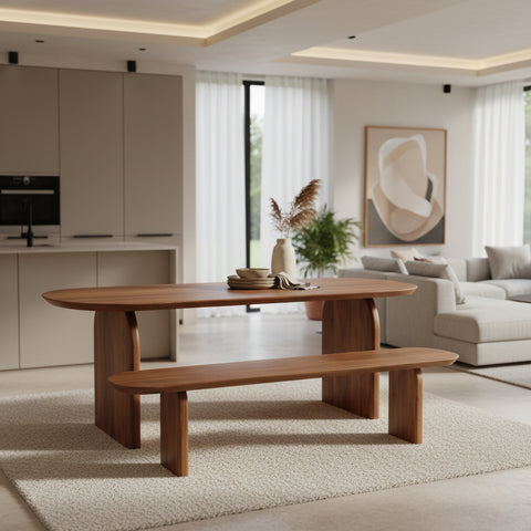Eetkamerbank Bullnose Mangohout 200 cm Raw Material