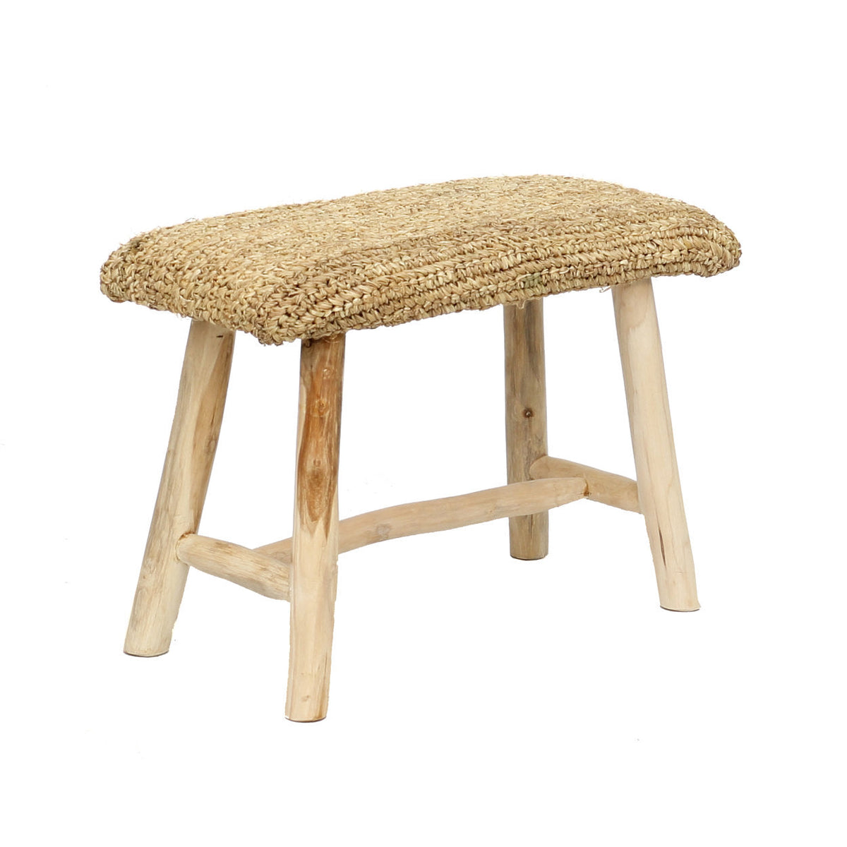 Bankje Raffia Naturel Teakhout Bazar Bizar