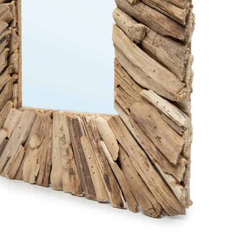 El espejo enmarcado de madera a la deriva - Natural - M