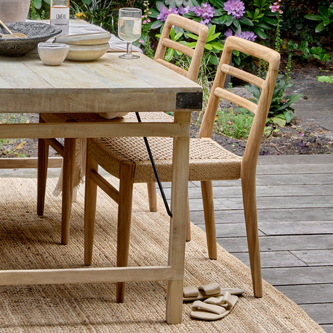 Tuinstoel Verano Teakhout Naturel Touwzitting (set van 2)
