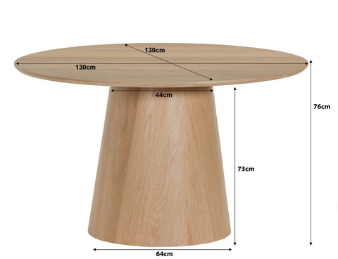 Eettafel Novero Natural Oak Rond 130 cm Livingfurn