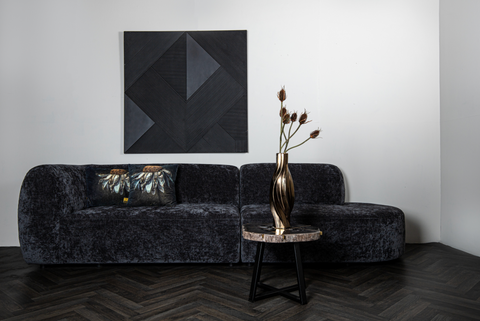 Lujo sofa anthracite fiore fabric right ottoman