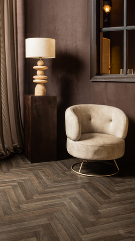 PTMD Carice Beige Fauteuil Gouden Basis