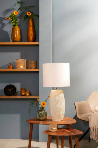 Lampvoet Ø34,5x59 cm KYARA keramiek crème