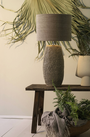 Lampvoet Ø34,5x59 cm KYARA keramiek grijs-bruin