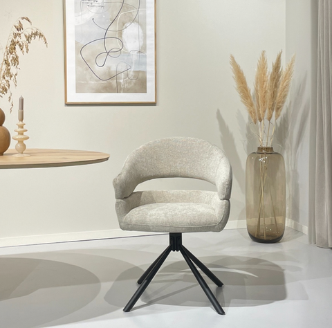 Eetkamerstoel Linn Toffee Beige Draaibaar (Set van 2) Livingfurn
