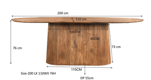 Eettafel Salvator Ovaal 200 cm Livingfurn