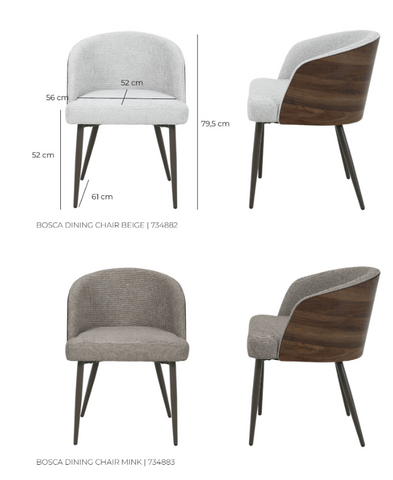Eetkamerstoel Bosca Taupe PTMD (set van 2)