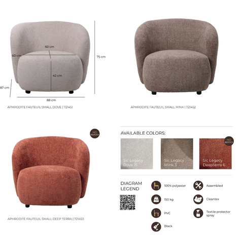 Fauteuil Aphrodite Crème Legacy Dove PTMD