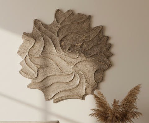 Wandpaneel Ceanna Bruin Golvend Rond 90x90 cm PTMD