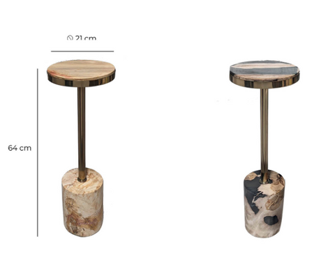 Bijzettafel Mody Black Petrified Wood Rond 64 cm PTMD