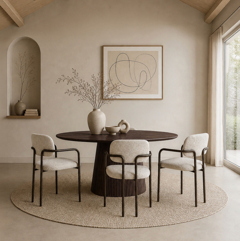 Eettafel Salvator Walnut Rond 130 cm Livingfurn