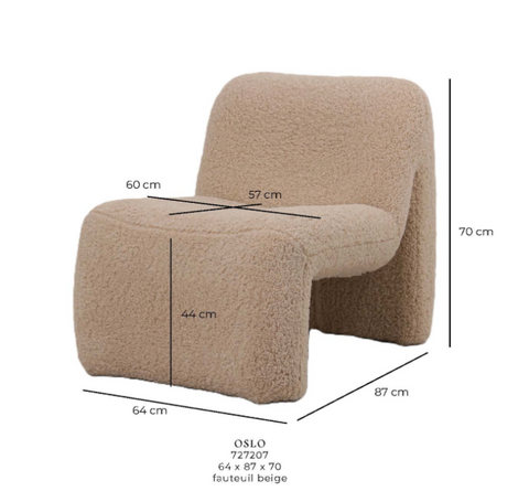 Fauteuil Oslo Teddy Beige PTMD
