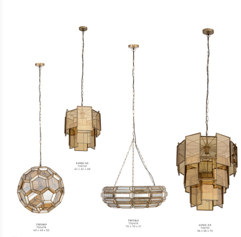 Hanglamp Loucas Messingkleur Gelaagd Lustre Glas 42 cm PTMD