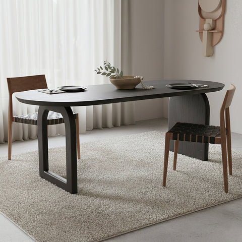 Eettafel Bullnose Mangohout Zwart Mix 180 cm Raw Materials
