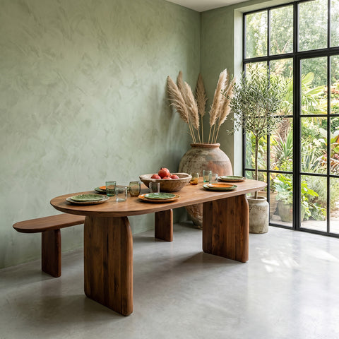 Eettafel Bullnose Mangohout Bruin 200 cm Raw Materials