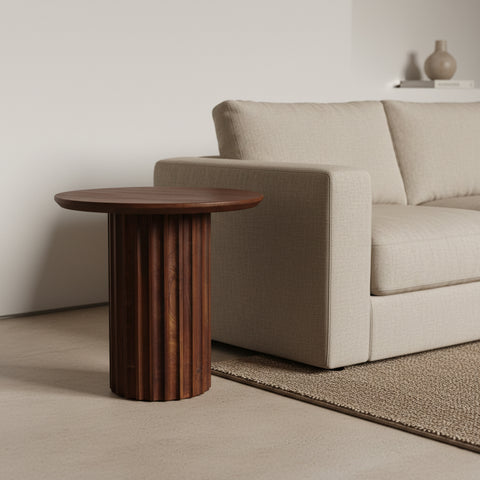 Bijzettafel Bullnose Mangohout Bruin Ø 50 cm Raw Materials