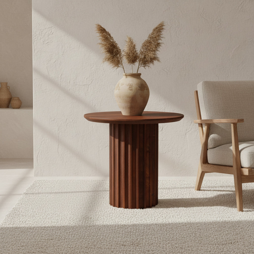 Bijzettafel Bullnose Mangohout Bruin Ø 50 cm Raw Materials