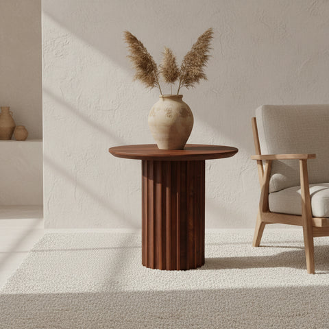 Bijzettafel Bullnose Mangohout Bruin Ø 50 cm Raw Materials