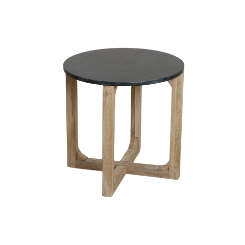 Bijzettafel Rond Marmer Groen Mangohout 50 cm Raw Materials